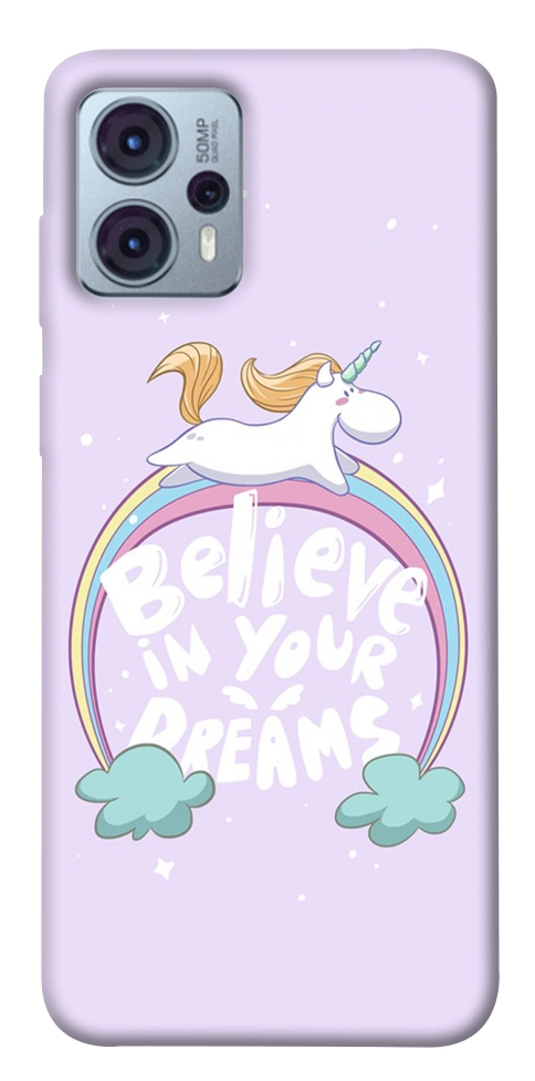 Чохол Believe in your dreams unicorn для Motorola Moto G23