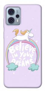 Чохол Believe in your dreams unicorn для Motorola Moto G23