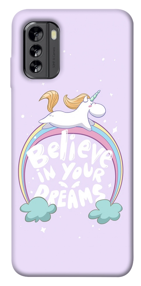 Чехол Believe in your dreams unicorn для Nokia G60