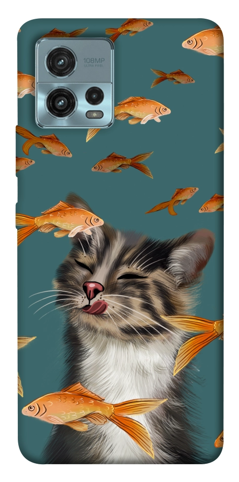 Чехол Cat with fish для Motorola Moto G72