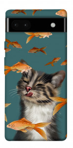 Чехол Cat with fish для Google Pixel 6A