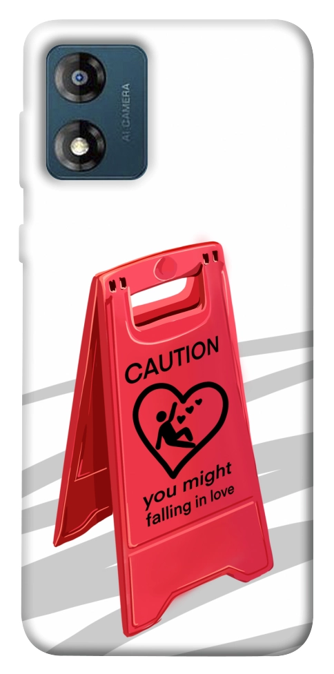 Чехол Caution falling in love для Motorola Moto E13