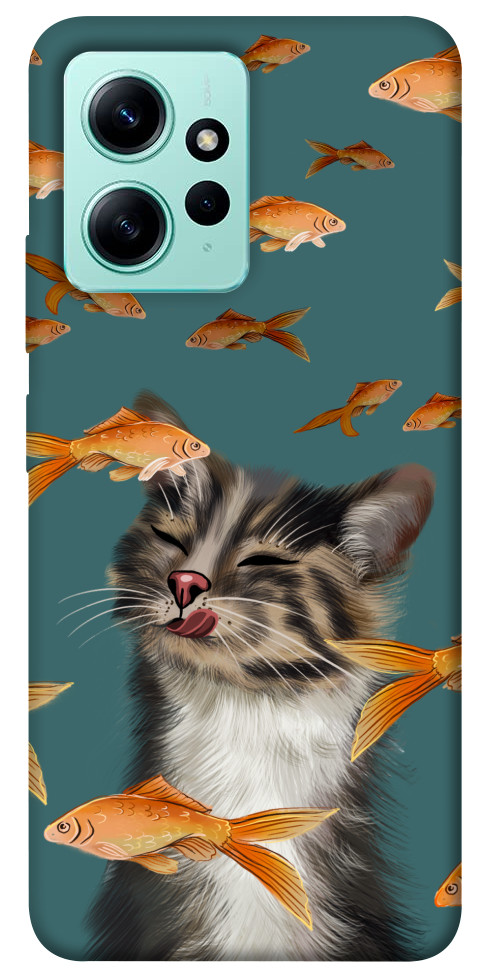 Чохол Cat with fish для Xiaomi Redmi Note 12 4G