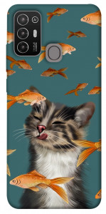 Чохол Cat with fish для ZTE Blade A52