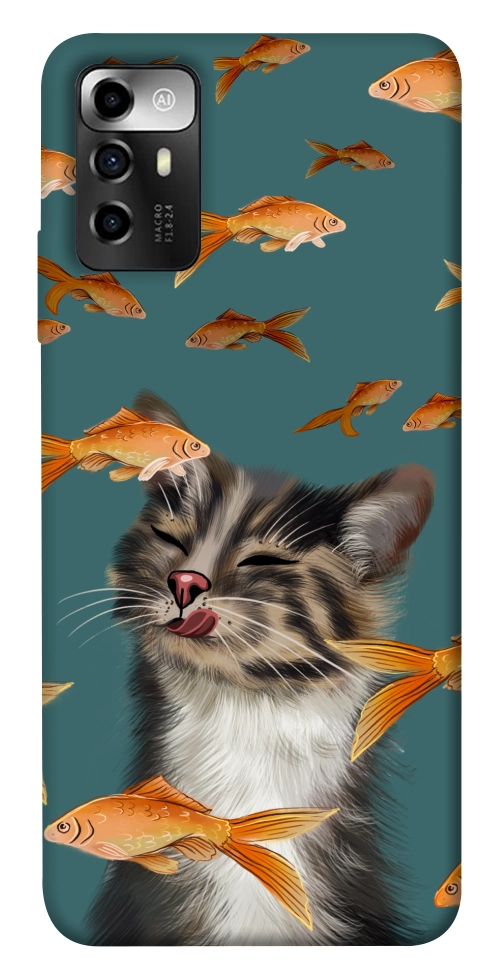 Чохол Cat with fish для ZTE Blade A72