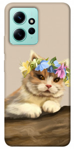 Чехол Cat in flowers для Xiaomi Redmi Note 12 4G