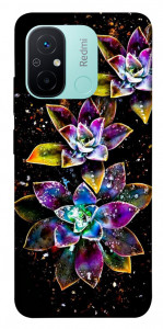 Чохол Flowers on black для Xiaomi Redmi 12C