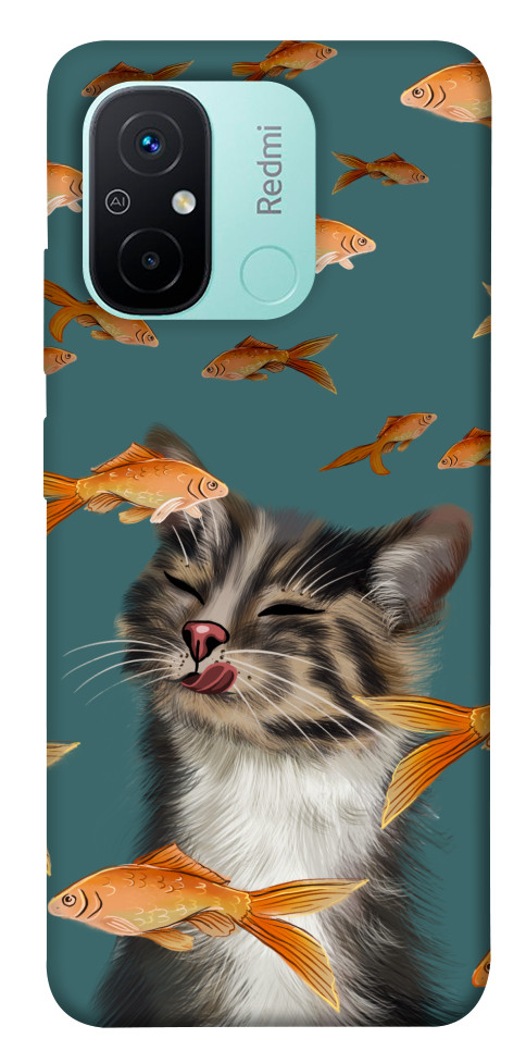 Чохол Cat with fish для Xiaomi Redmi 12C