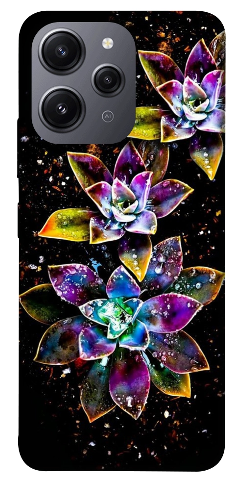 Чехол Flowers on black для Xiaomi Redmi 12