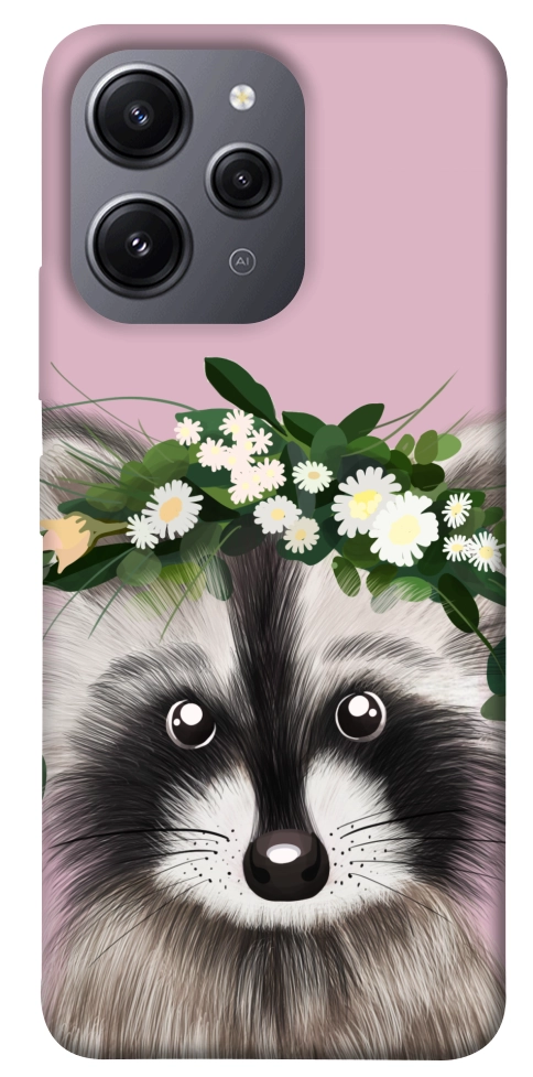 Чехол Raccoon in flowers для Xiaomi Redmi 12