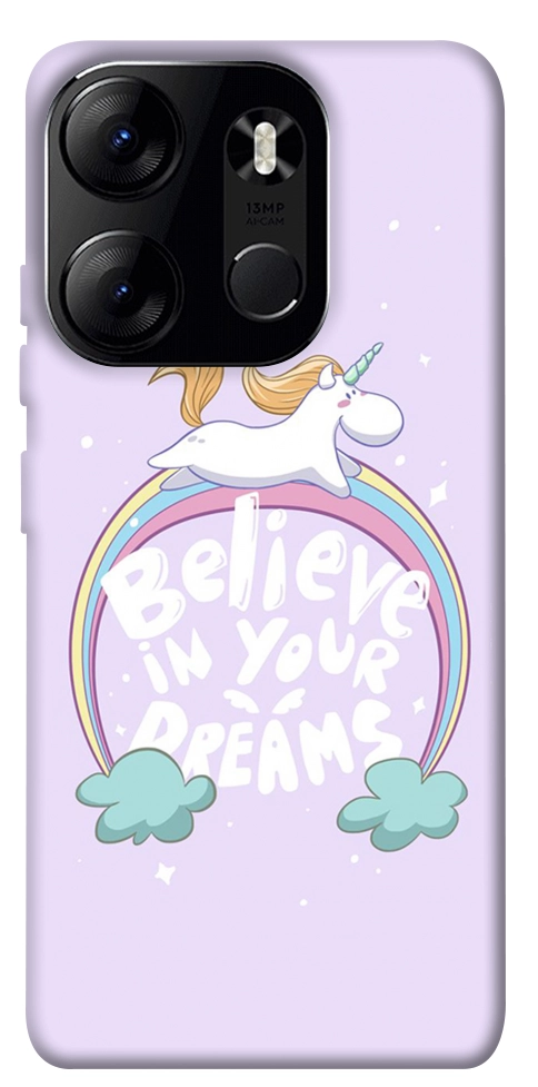 Чехол Believe in your dreams unicorn для Tecno Spark Go 2023