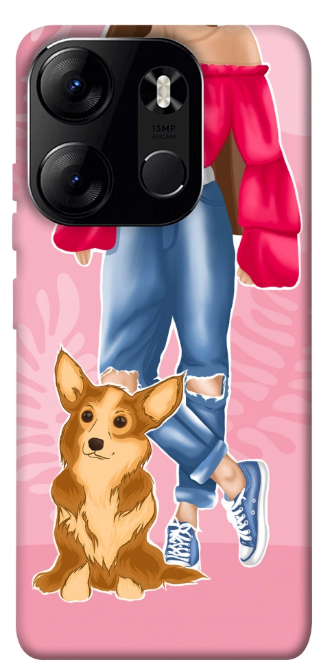 Чехол Girl and corgi для Tecno Spark Go 2023