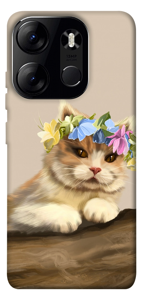 Чехол Cat in flowers для Tecno Spark Go 2023