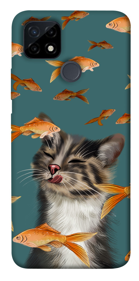 Чехол Cat with fish для Realme C12