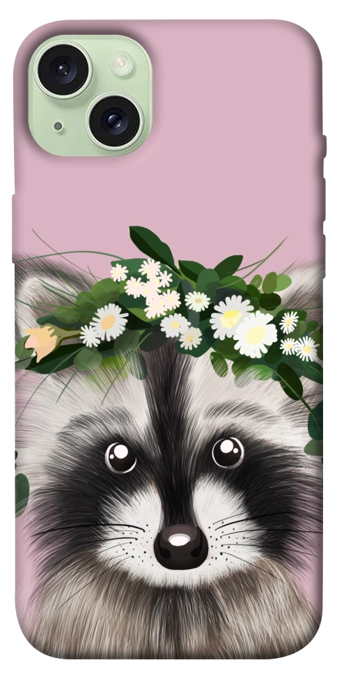 Чохол Raccoon in flowers для iPhone 15 Plus