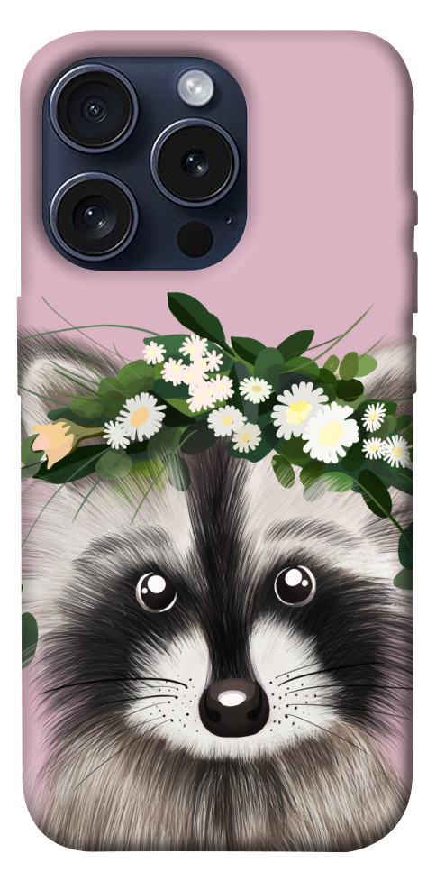 Чохол Raccoon in flowers для iPhone 15 Pro