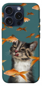 Чехол Cat with fish для iPhone 15 Pro