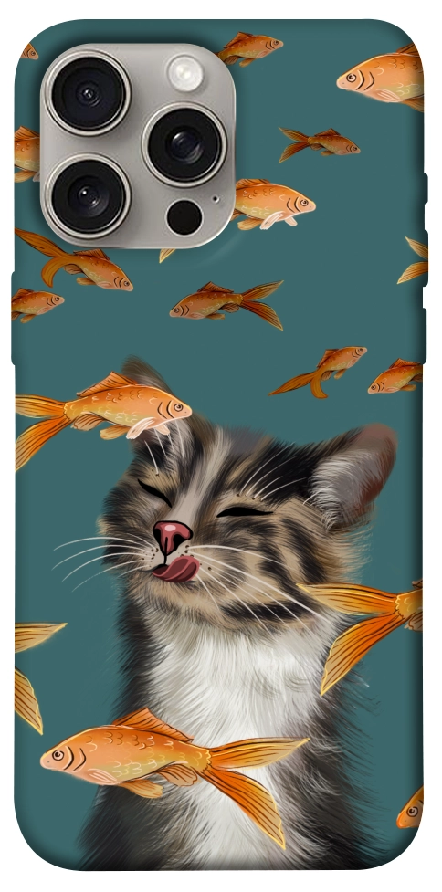 Чехол Cat with fish для iPhone 15 Pro Max