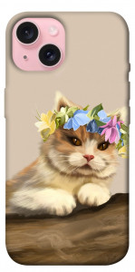 Чохол Cat in flowers для iPhone 15