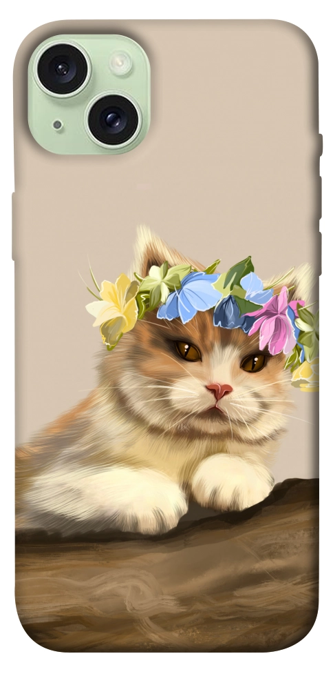 Чохол Cat in flowers для iPhone 15 Plus