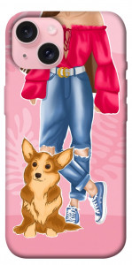 Чехол Girl and corgi для iPhone 15