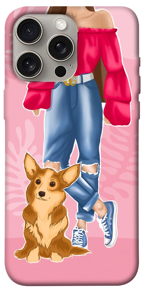 Чехол Girl and corgi для iPhone 15 Pro Max