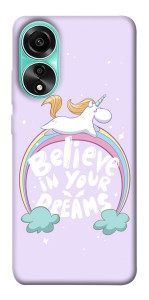 Чохол Believe in your dreams unicorn для Oppo A78 4G