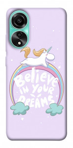 Чехол Believe in your dreams unicorn для Oppo A78 4G