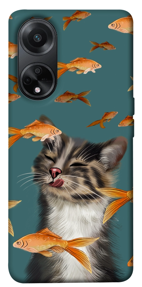 Чохол Cat with fish для Oppo A98