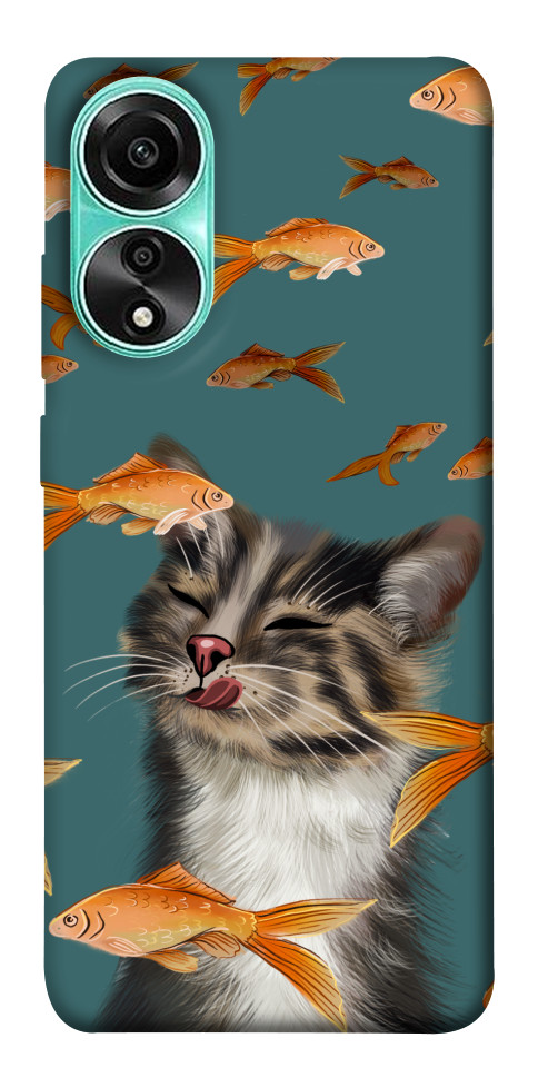 Чехол Cat with fish для Oppo A78 4G