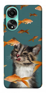 Чехол Cat with fish для Oppo A78 4G