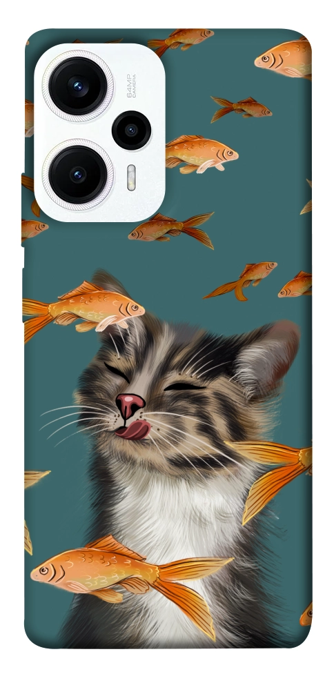 Чехол Cat with fish для Xiaomi Poco F5