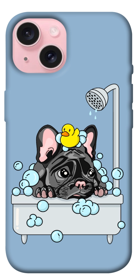 Чехол Dog in shower для iPhone 15