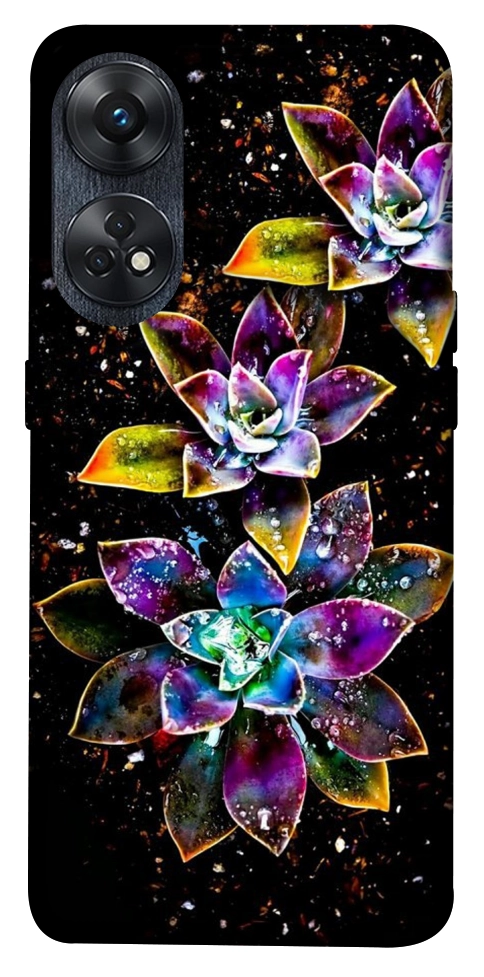 Чехол Flowers on black для Oppo Reno 8 T 4G