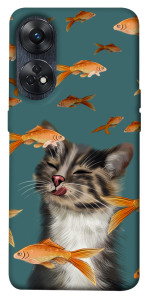 Чехол Cat with fish для Oppo Reno 8 T 4G