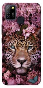 Чехол Леопард в цветах для Infinix Hot 10 Lite