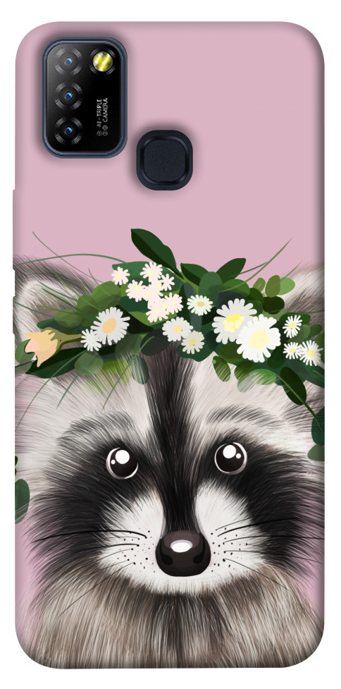 Чохол Raccoon in flowers для Infinix Hot 10 Lite