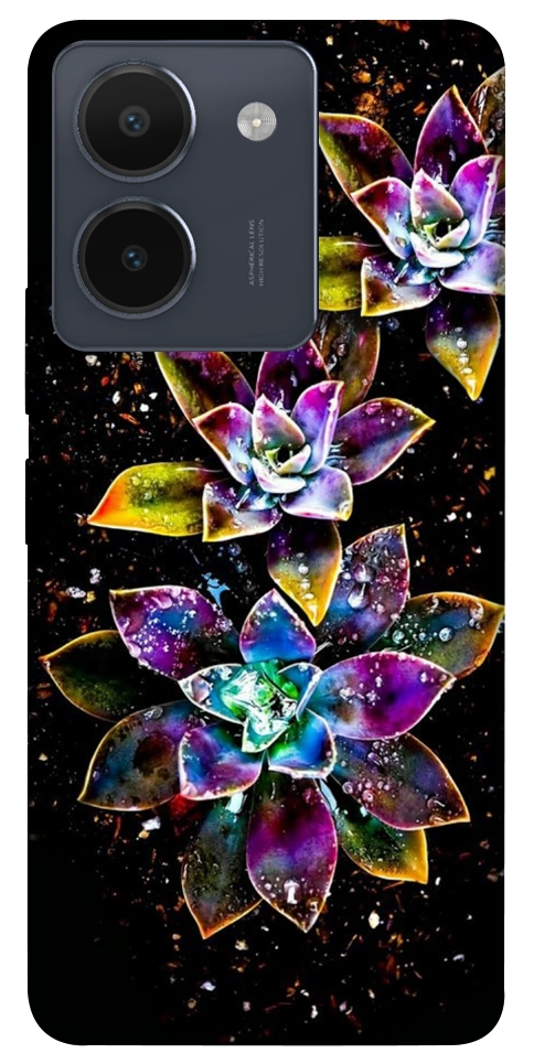 Чехол Flowers on black для Vivo Y36