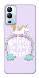 Чохол Believe in your dreams unicorn для Infinix Hot 12i