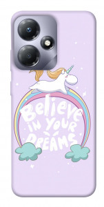 Чехол Believe in your dreams unicorn для Infinix Hot 30i