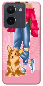 Чехол Girl and corgi для Vivo Y36