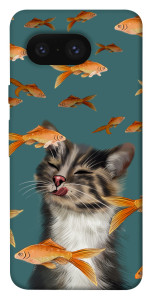 Чехол Cat with fish для Google Pixel 8