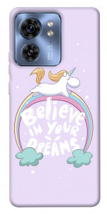 Чехол Believe in your dreams unicorn для Motorola Edge 40