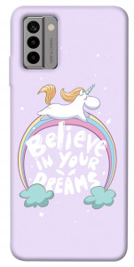 Чохол Believe in your dreams unicorn для Nokia G22