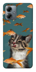 Чехол Cat with fish для Motorola Moto G14