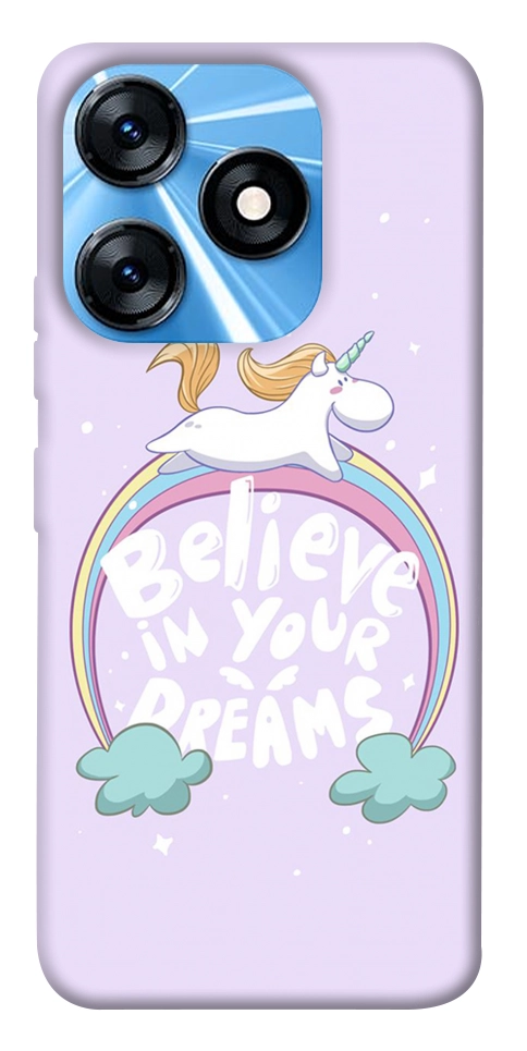 Чехол Believe in your dreams unicorn для TECNO Spark 10