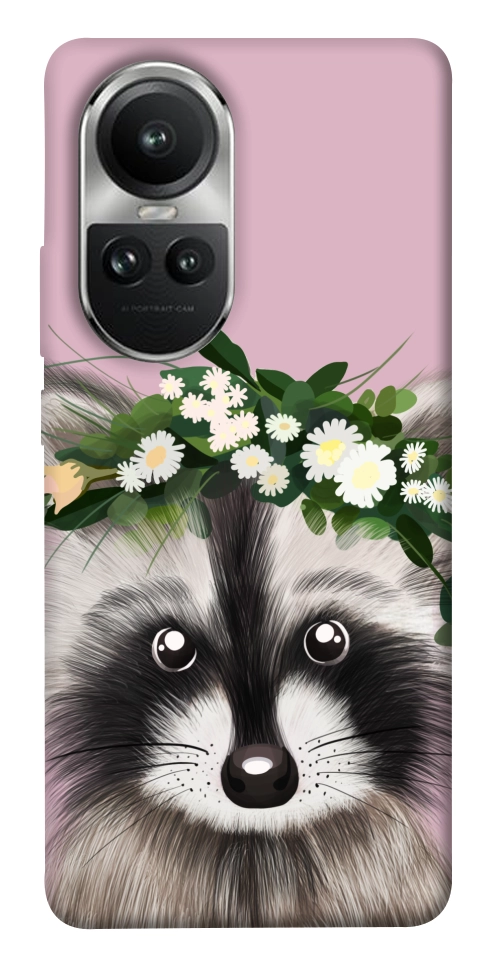 Чехол Raccoon in flowers для Oppo Reno 10