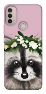 Чохол Raccoon in flowers для Motorola Moto E30