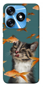 Чехол Cat with fish для TECNO Spark 10