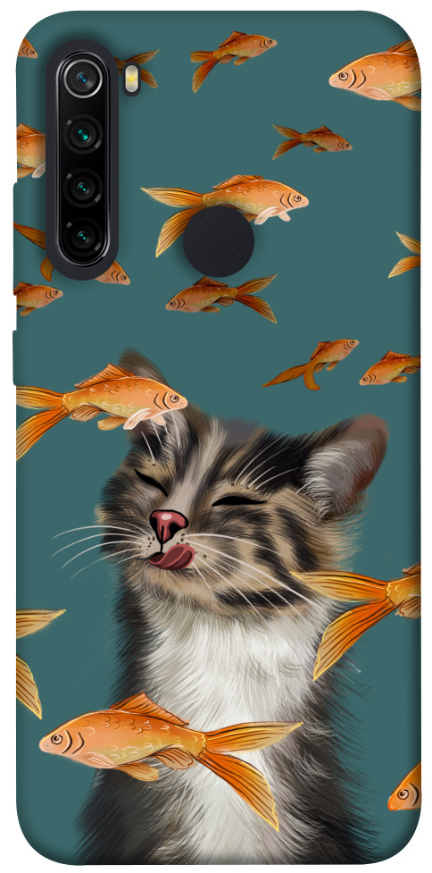 Чохол Cat with fish для Xiaomi Redmi Note 8 2021